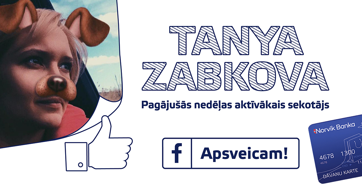 Pagājušās nedēļas aktīvākais sekotājs – TANYA ZABKOVA!