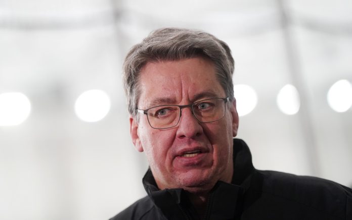 Latvijas hokeja izlases galvenais treneris Harijs Vītoliņš